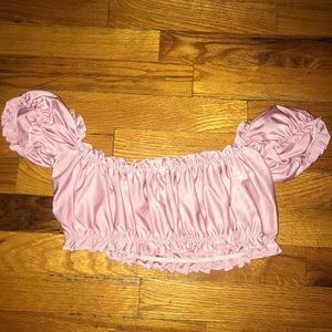 Adorable baby pink ruffled off the shoulder top